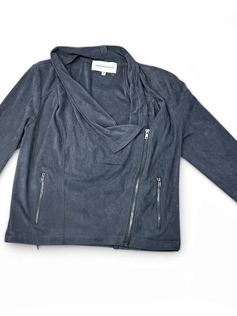 cupcakes and cashmere Holt Lace-Up Faux Suede Moto Jacket Gray Medium